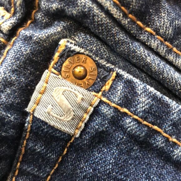 Silver Vintage 1990s Y2K Capri Length Blue Jeans Waist 30 Inches - Picture 12 of 16